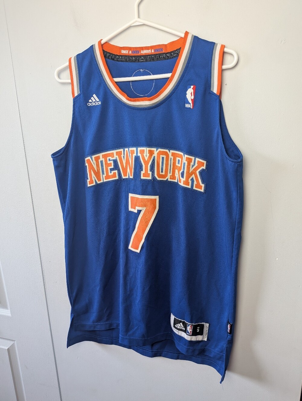 NBA New York Knicks Carmelo Anthony Jersey #7 Adidas Size Small Blue Collectible